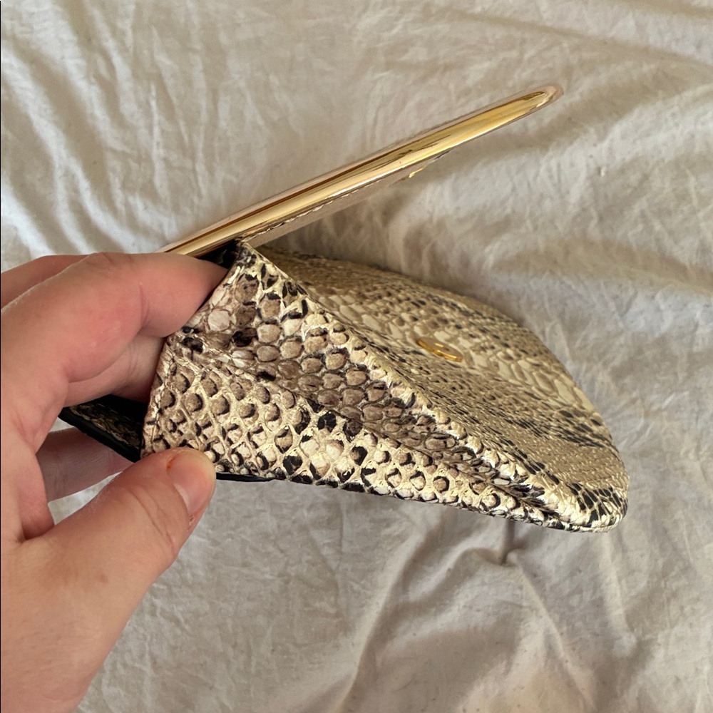 Banana Republic Snake Print Clutch with Gold Tone Frame - Picture 6 of 13